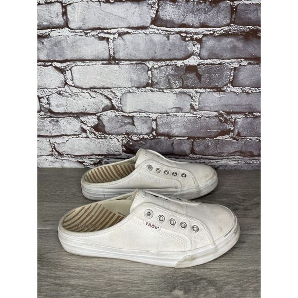 TAOS Ez Soul White Canvas Fabric Slip On Mule Sneakers Women’s Sz 9.5M US/40EU - Picture 8 of 16